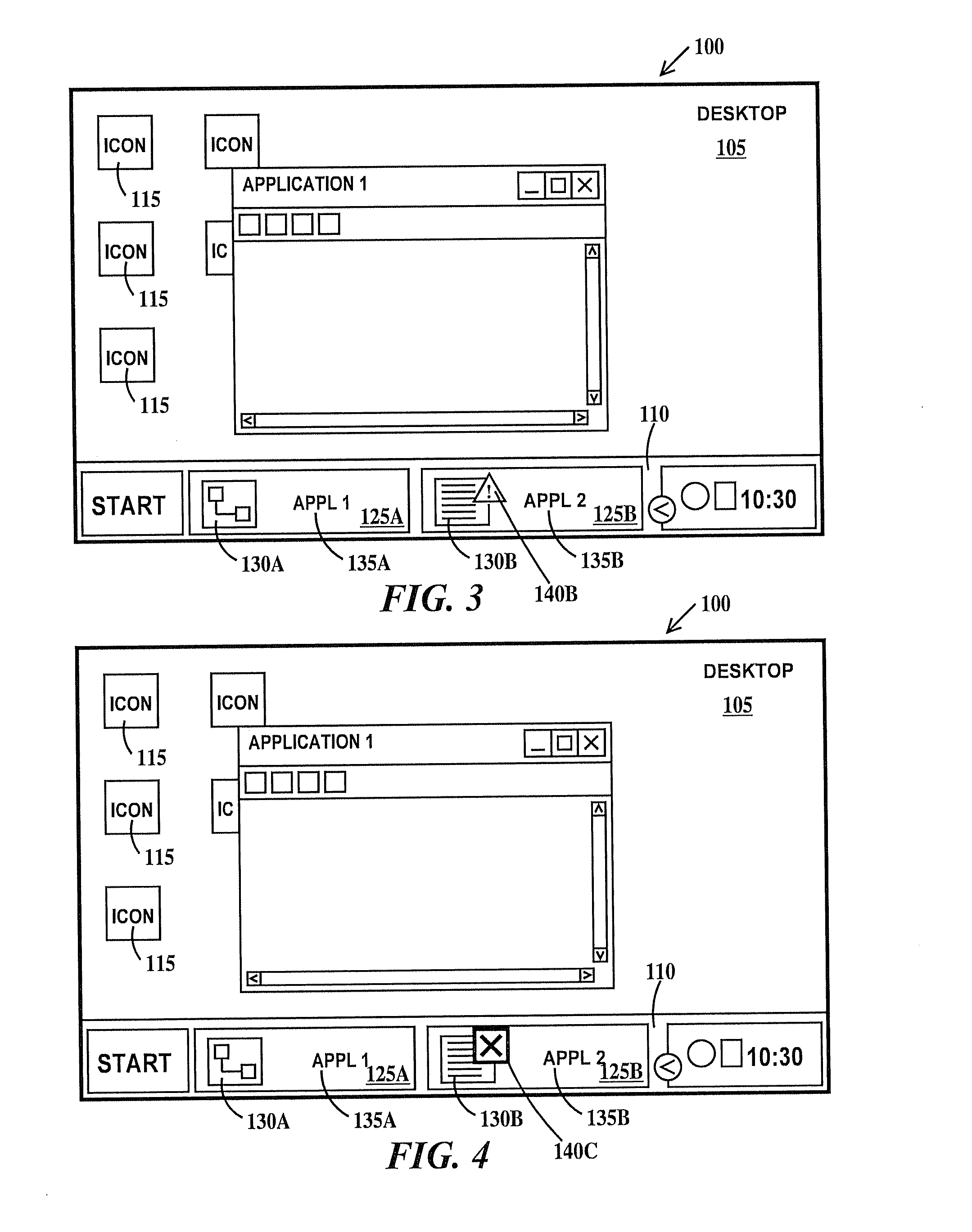 Notification of state transition of an out-of-focus application with clustering