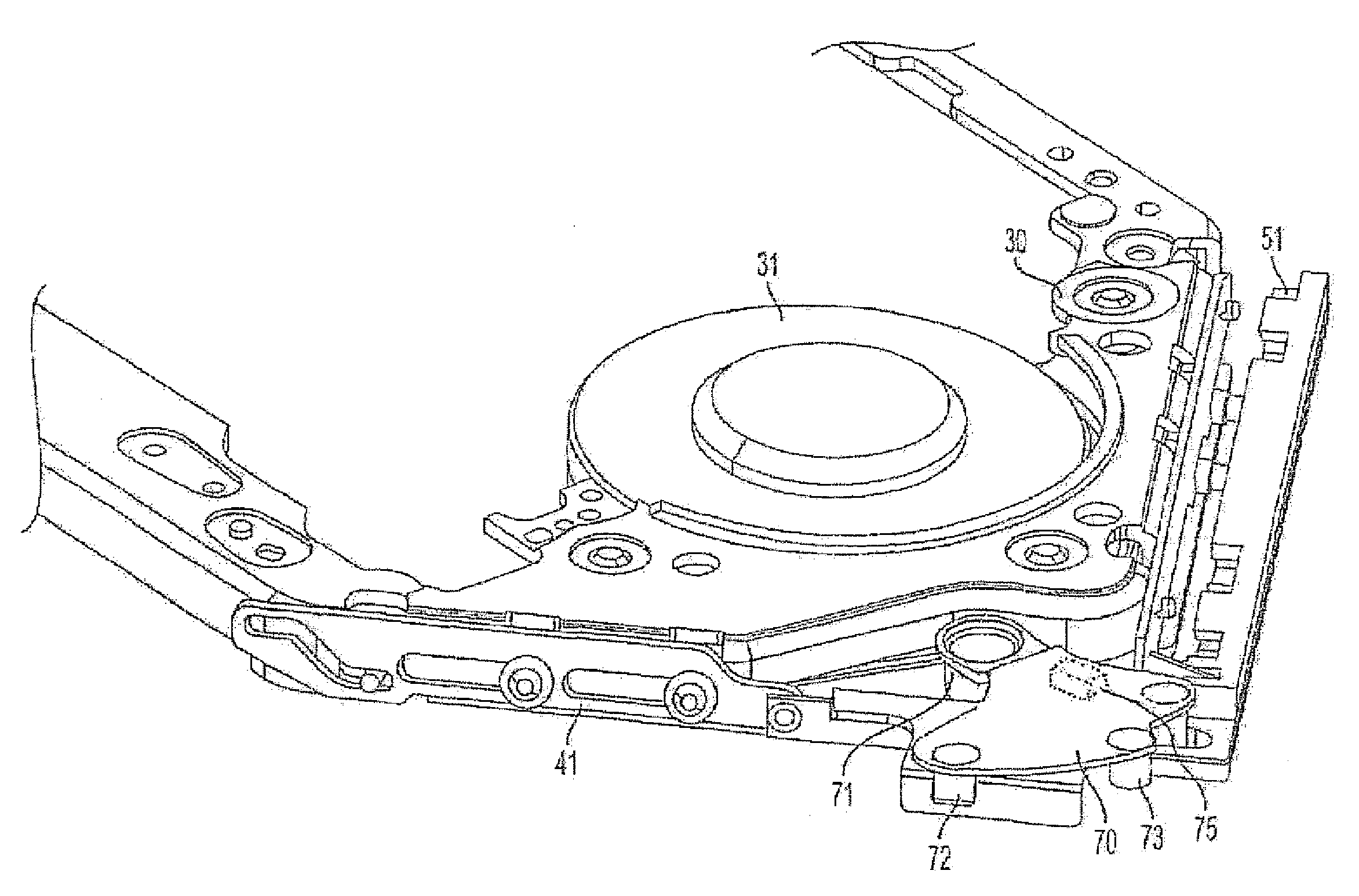 Disk apparatus with resilient member on cam mechanism connecting a main slider to a sub-slider