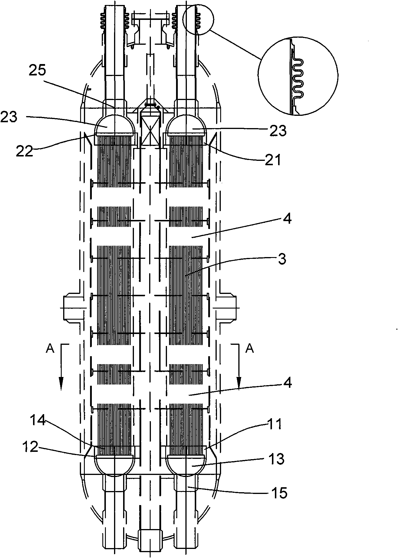 Heat exchange device for methanol synthesis reactor