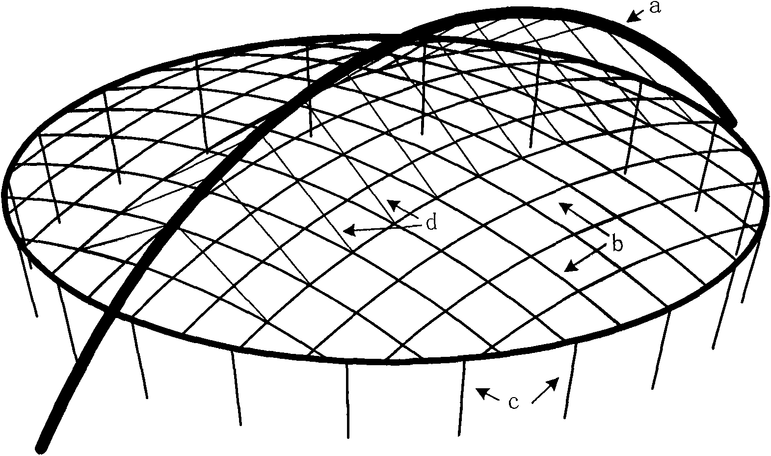 Construction method of integrally rotating, drawing up and slipping large steel arch structure