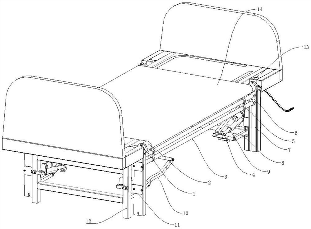 Hidden auxiliary turning-over device and turning-over bed