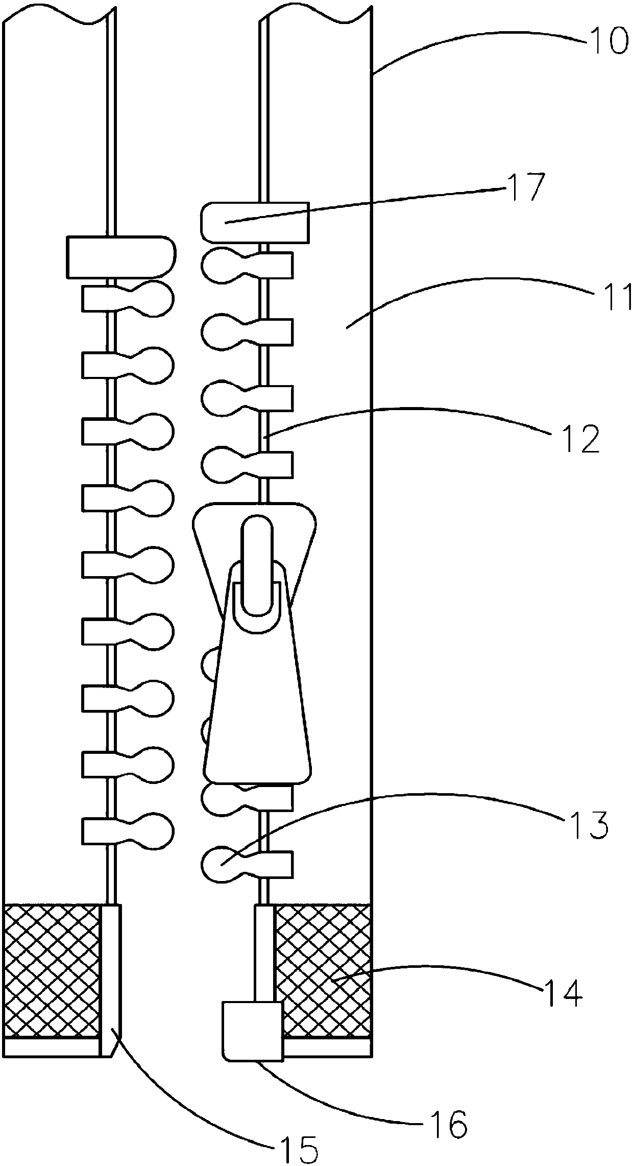 Method of pasting transparent adhesive tape at end of zipper and device for realizing same
