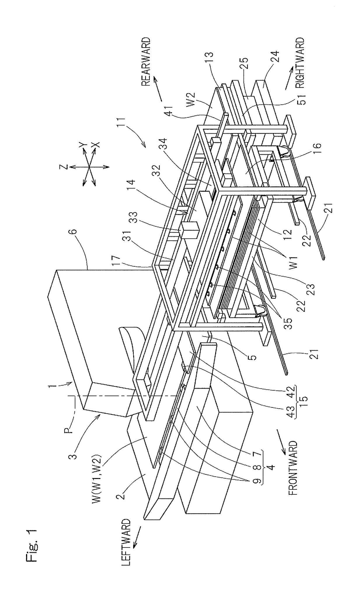 Plate material conveyance apparatus with temporary placement table