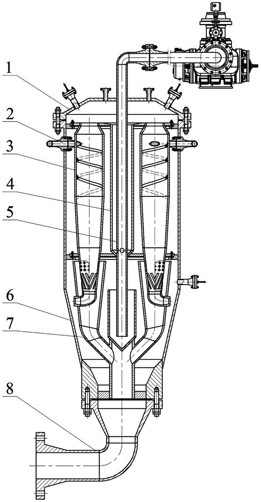 Squirrel-cage type two-stage cyclone solid-liquid separation device
