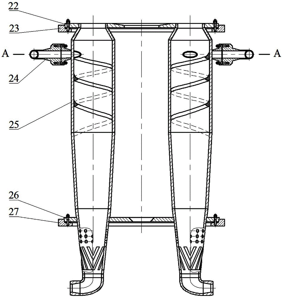 Squirrel-cage type two-stage cyclone solid-liquid separation device