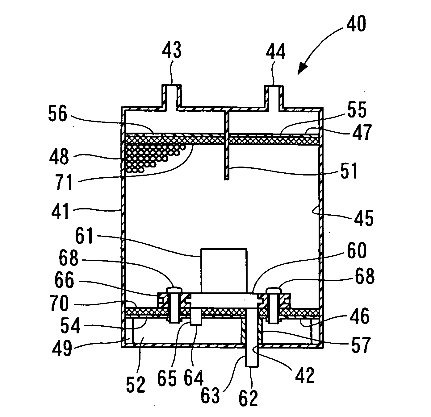 Canister having absorbent and fuel vapor treatment apparatus