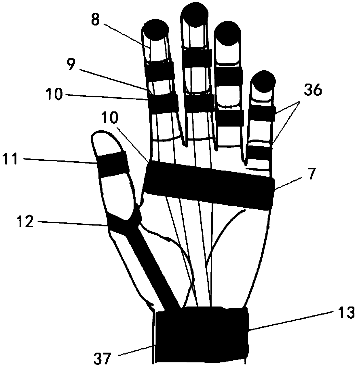 Flexible exoskeleton glove device