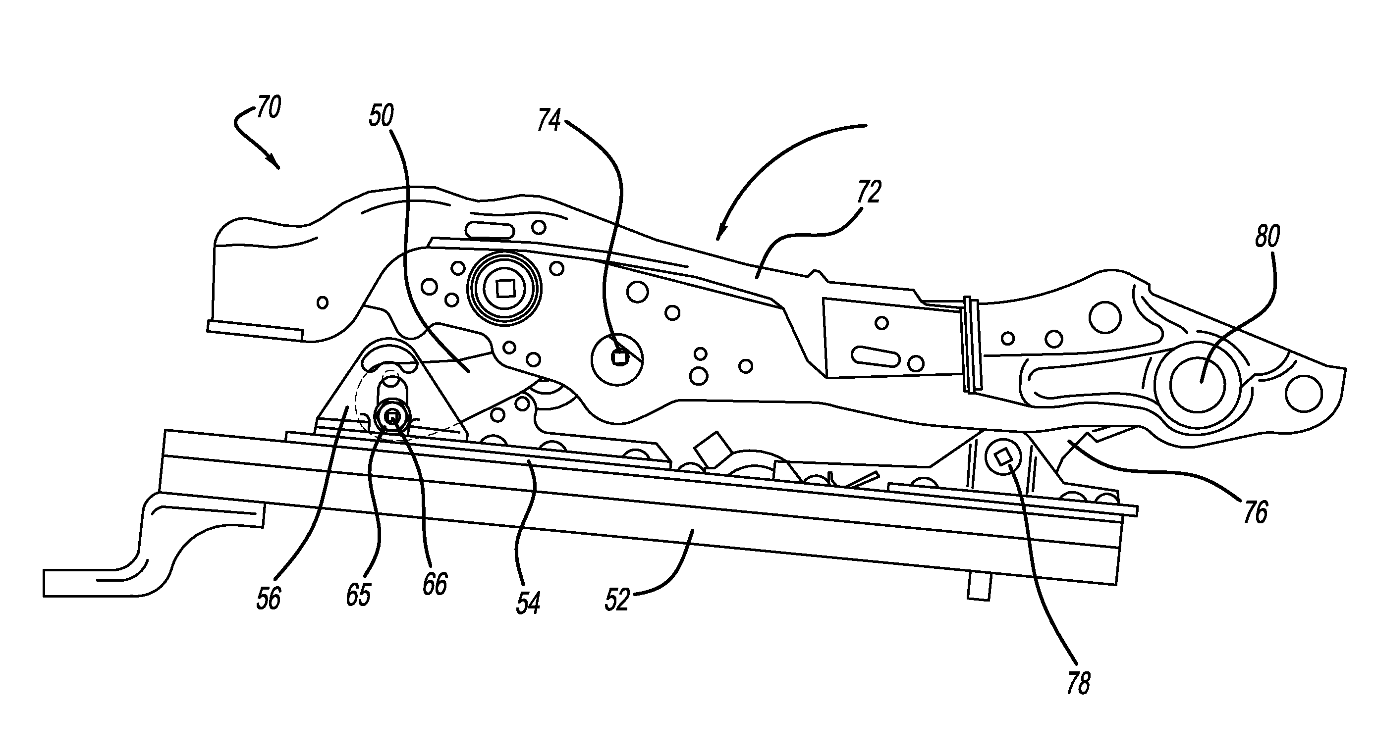Pyrotechnic fastener seat arrangement for unbelted occupant protection