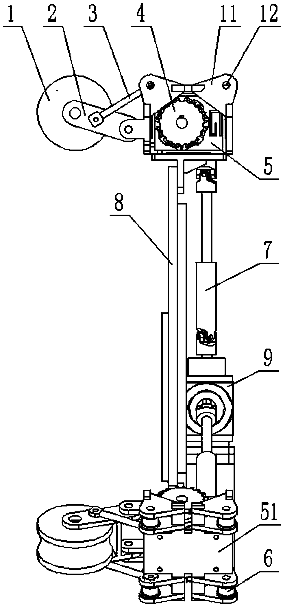 Three-upright-post portal support frame climbing device