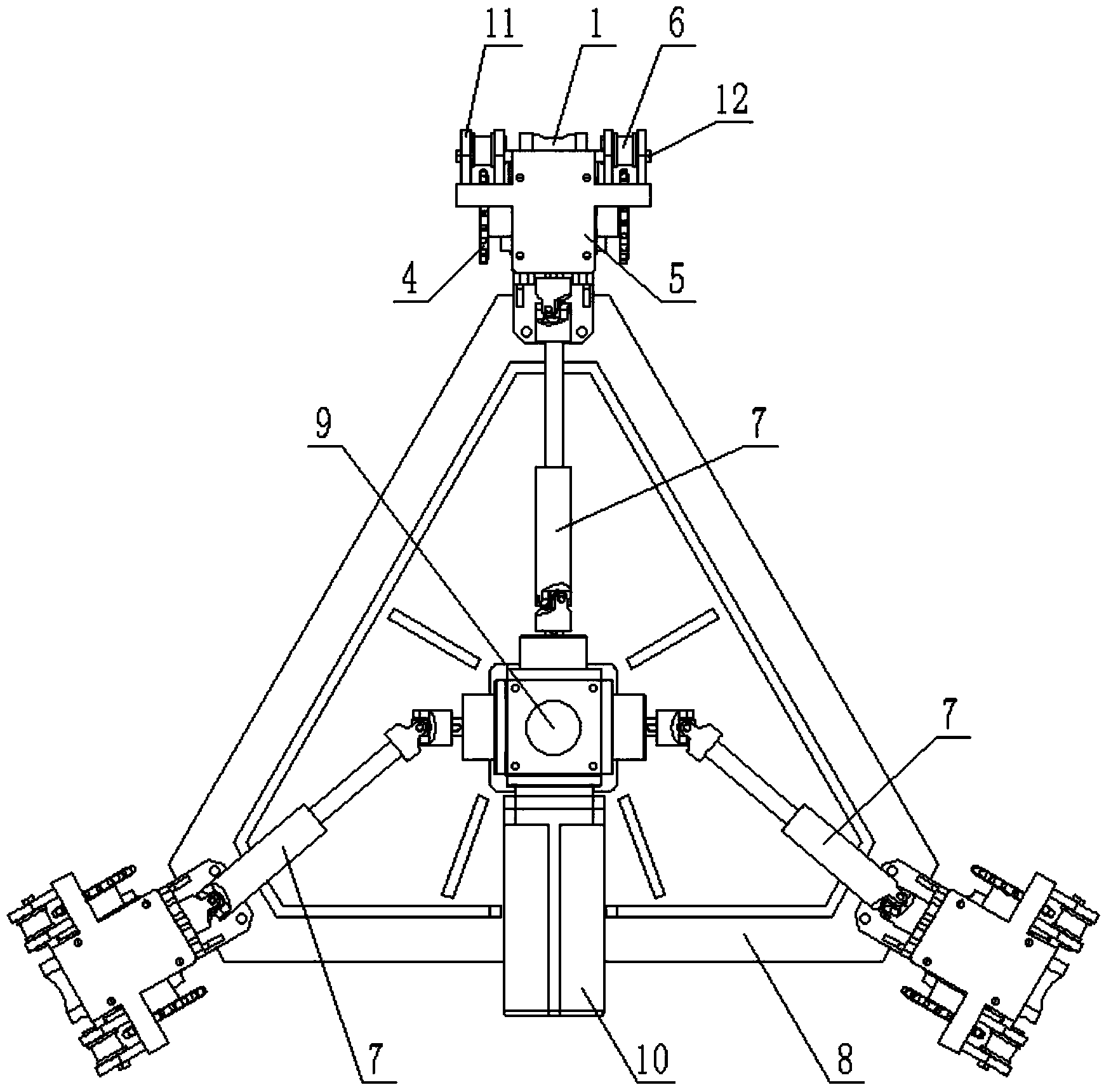 Three-upright-post portal support frame climbing device