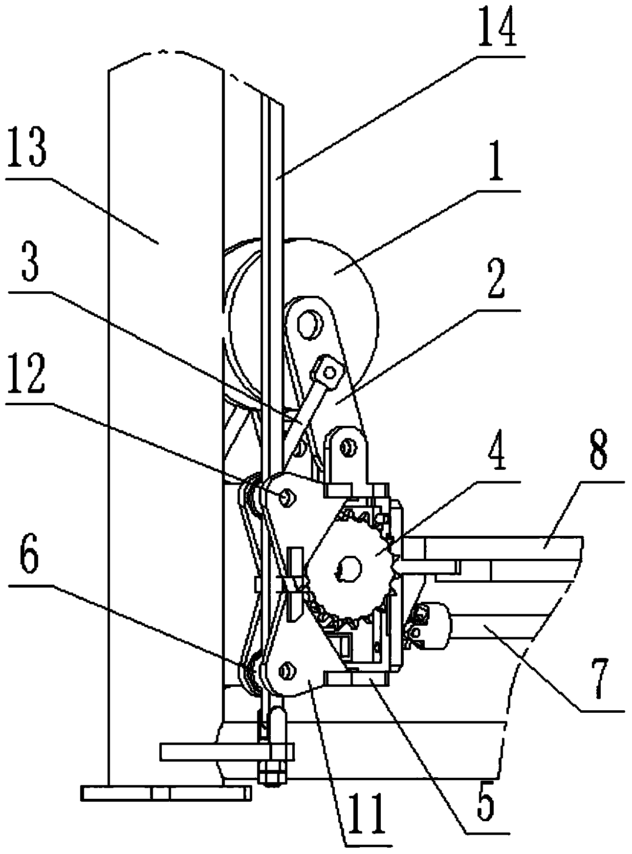 Three-upright-post portal support frame climbing device
