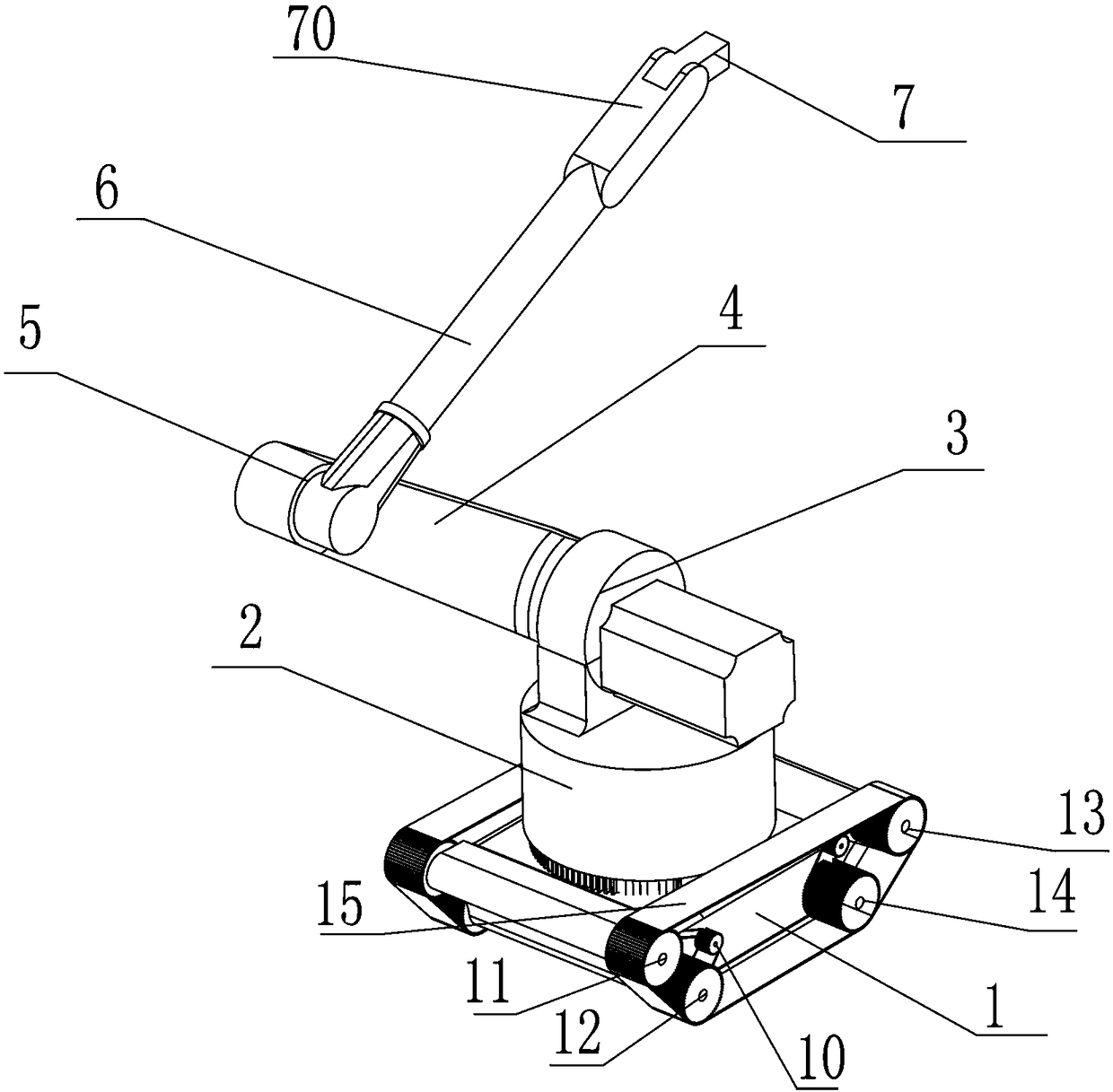 Track robot spraying device