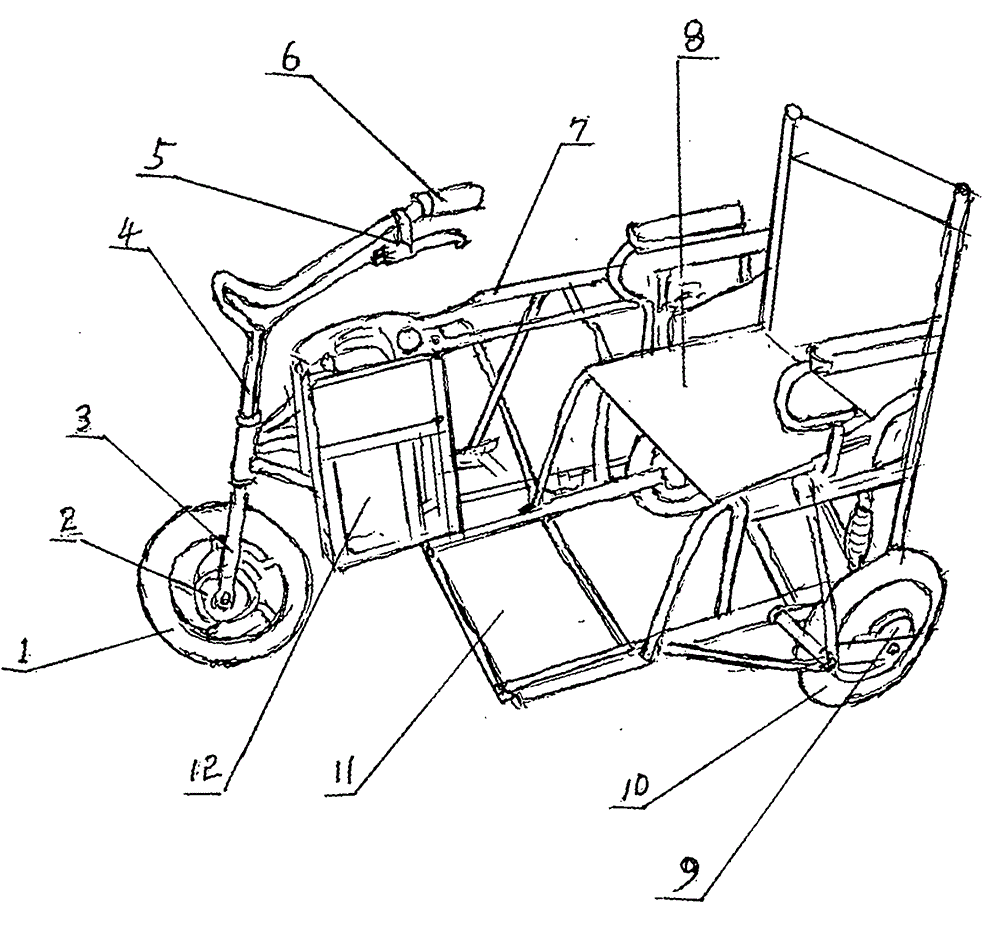 Folding type electric two-wheel and three-wheel dual-purpose vehicle