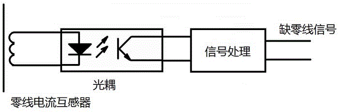 Three-phase four-wire electric energy metering device having null line missing detection function