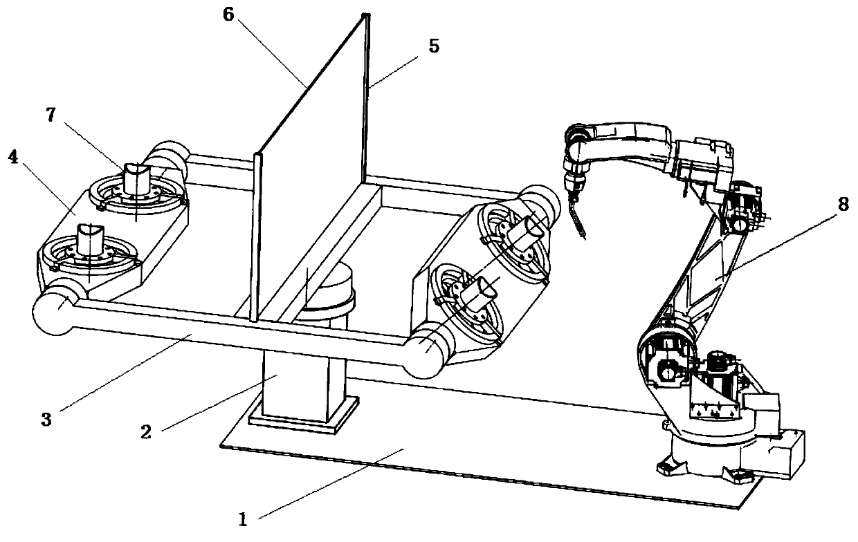 Automatic welding device and method for marine low-speed diesel engine branch pipe flange