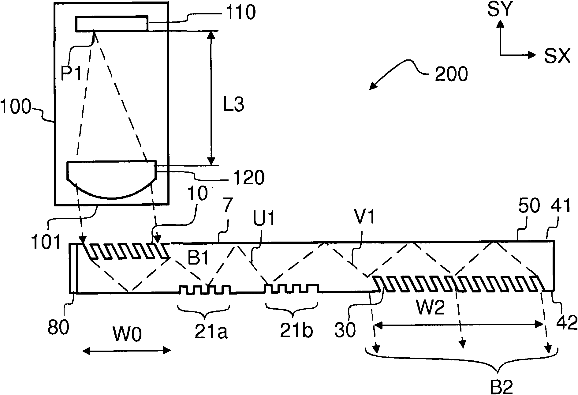 A diffractive beam expander and a virtual display based on a diffractive beam expander