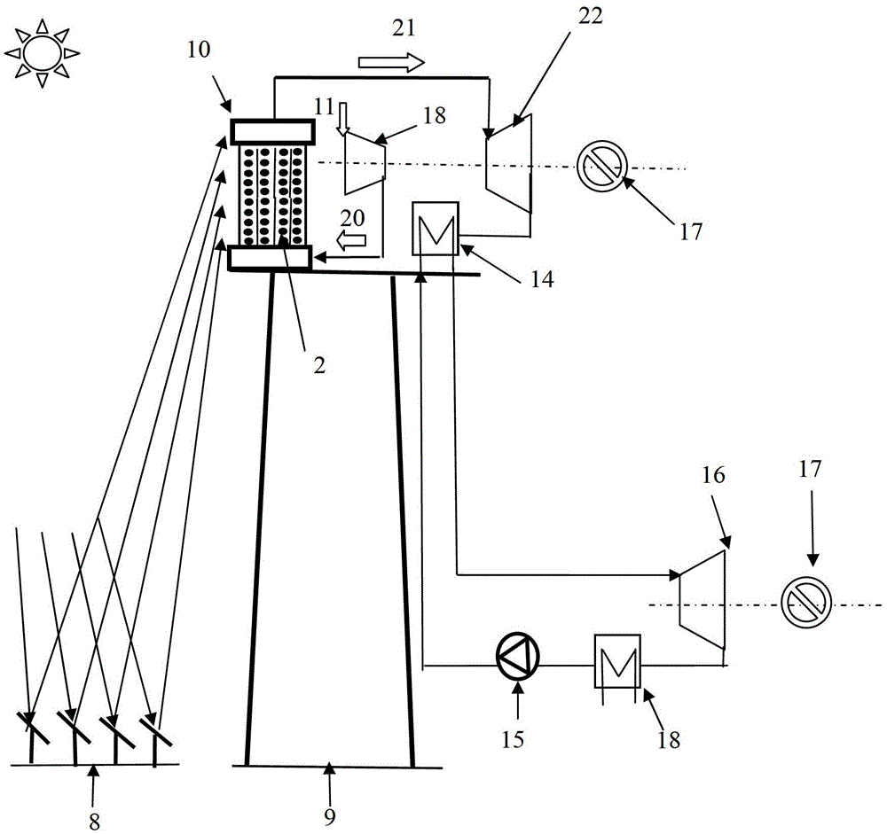 Solid particle accumulation bed-type air heat absorber for solar thermal power station