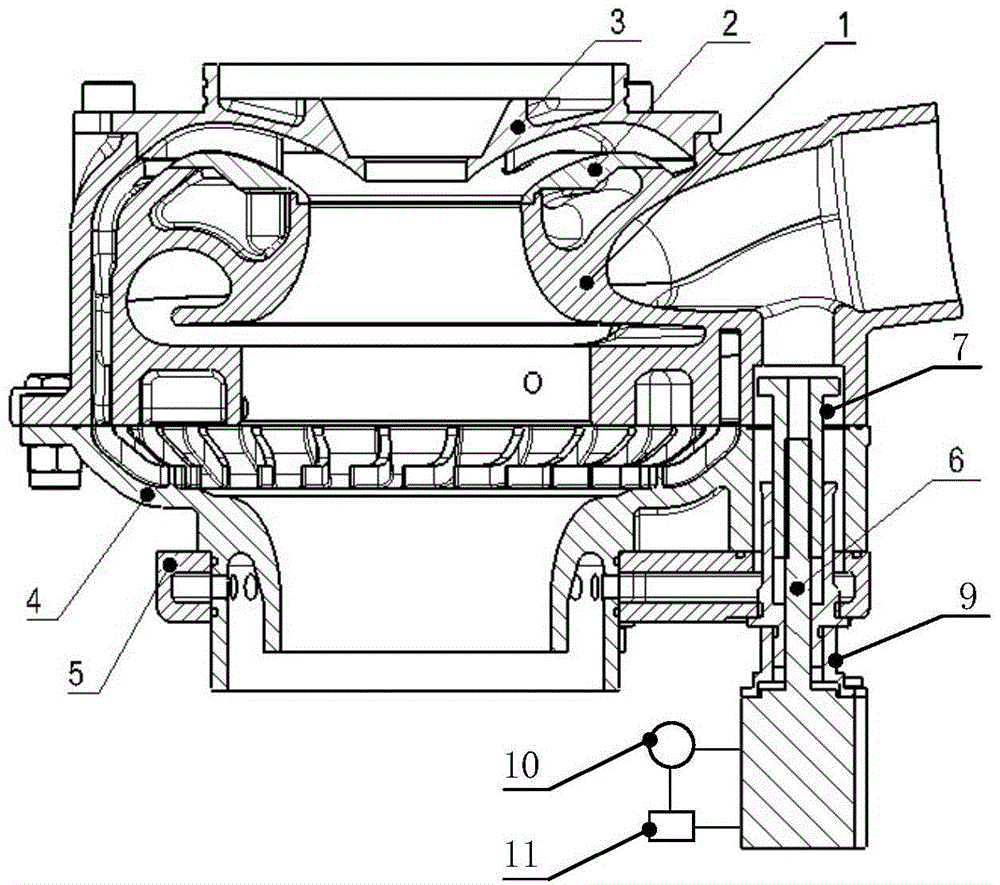 Wide-flow combined type two-stage supercharger gas compressor shell based on mixed pressure spreading