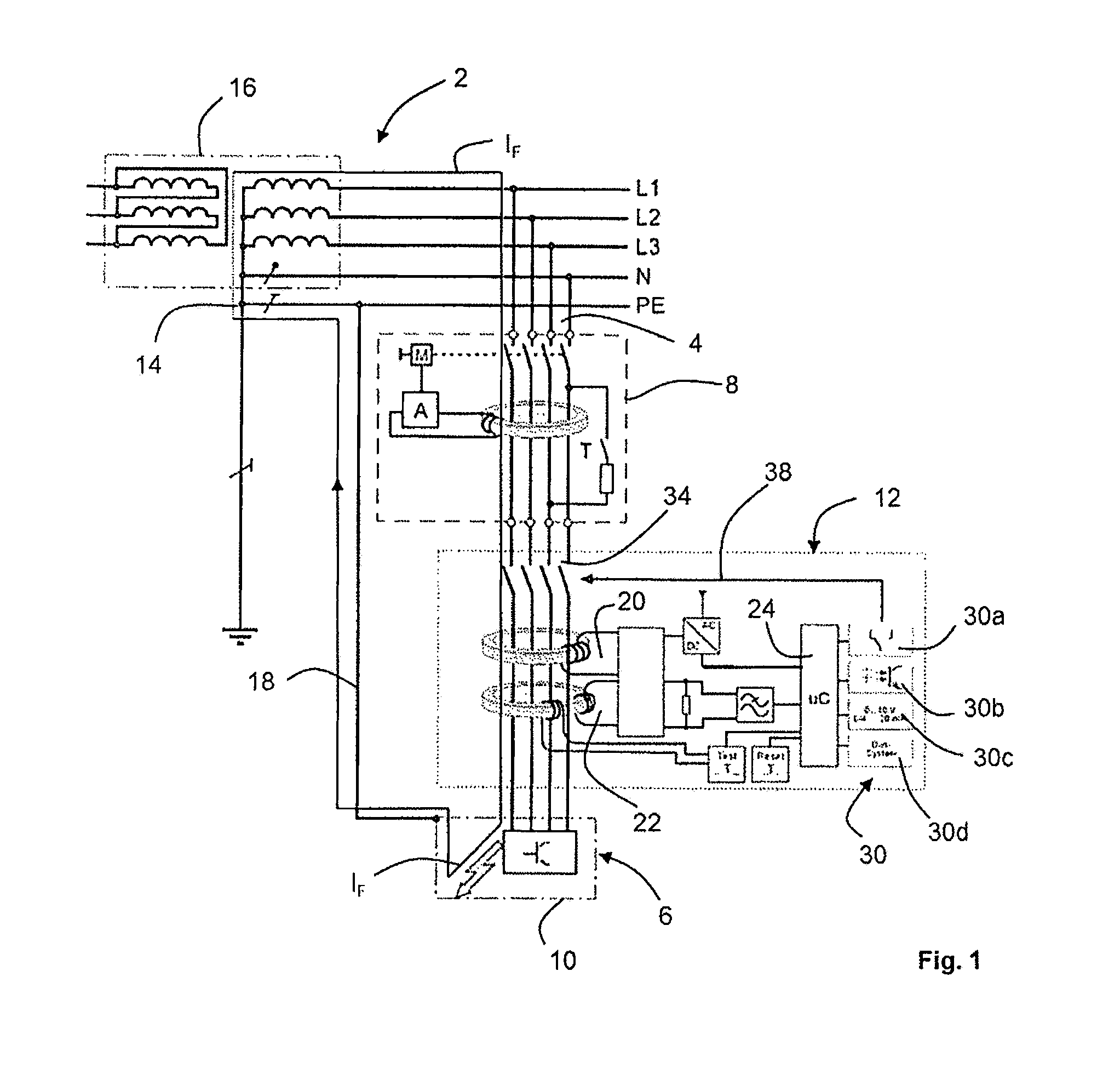 Electrical monitoring device and method for safeguarding the protective function of a type a residual current device (RCD)
