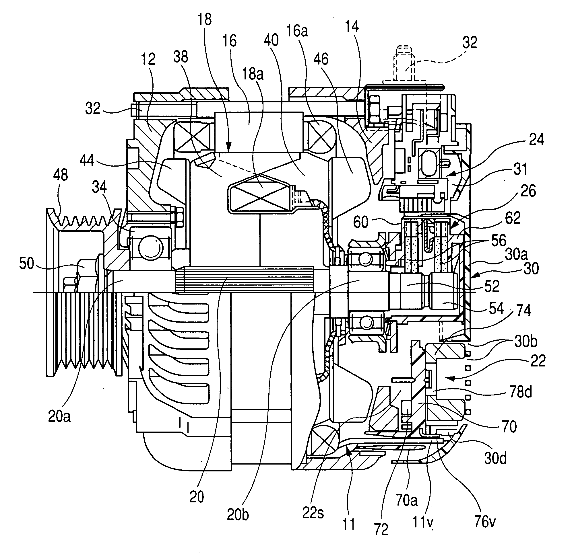 Vehicle alternator with improved end cover structure