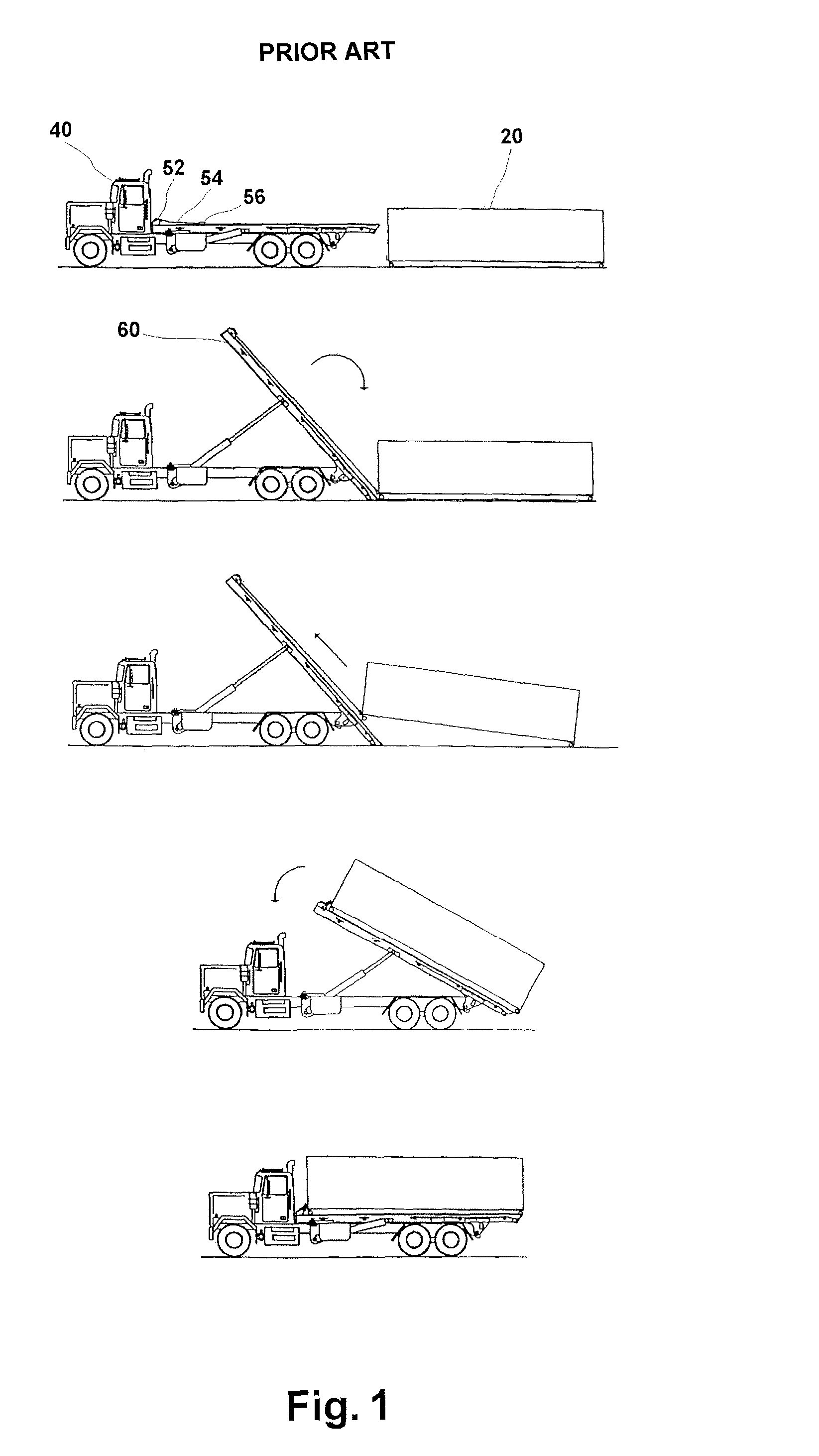 Roll-off truck bed adapter for use with standard front load containers