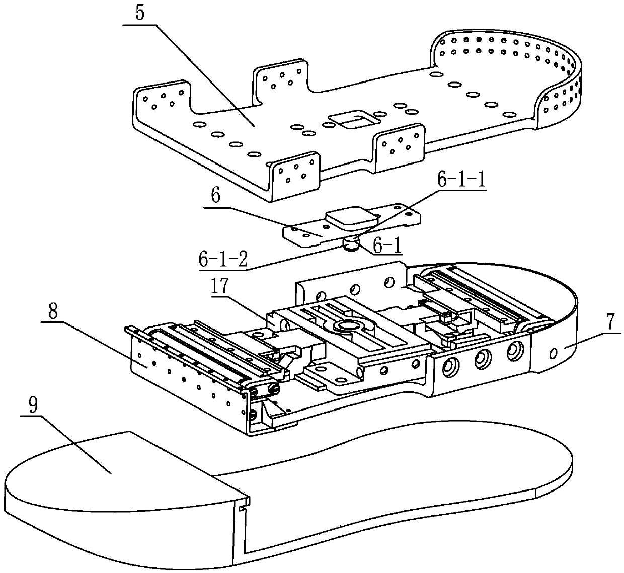 A dual-range three-dimensional force detection device for exoskeleton or biped robot