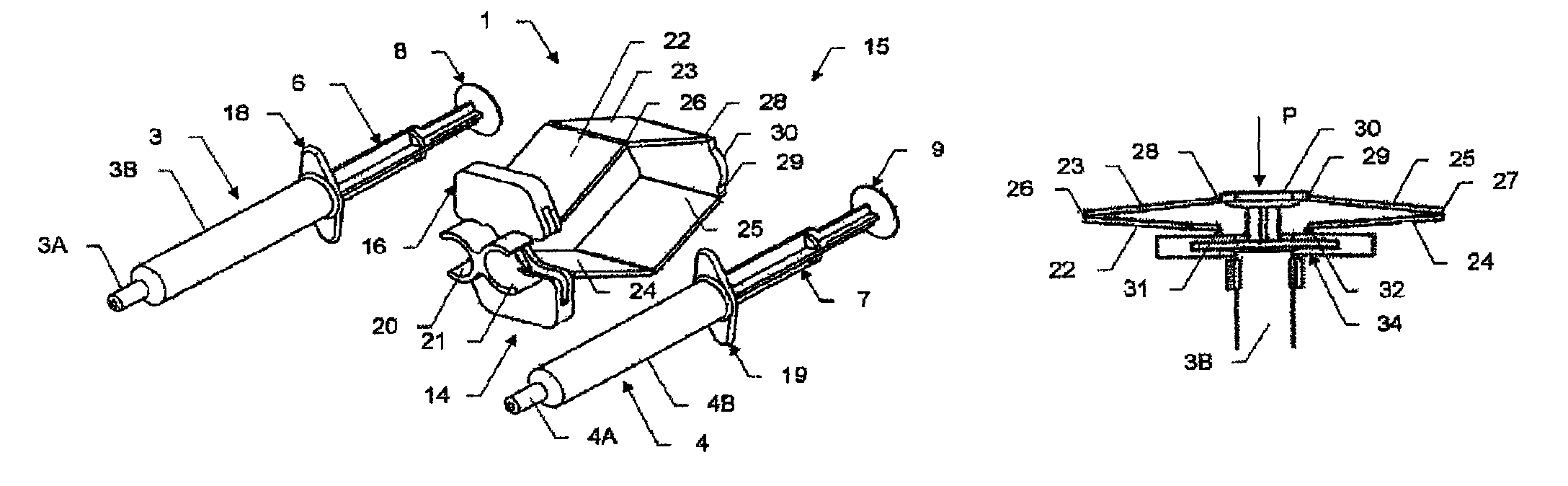 Dispensing assembly with separate syringes and syringe holder