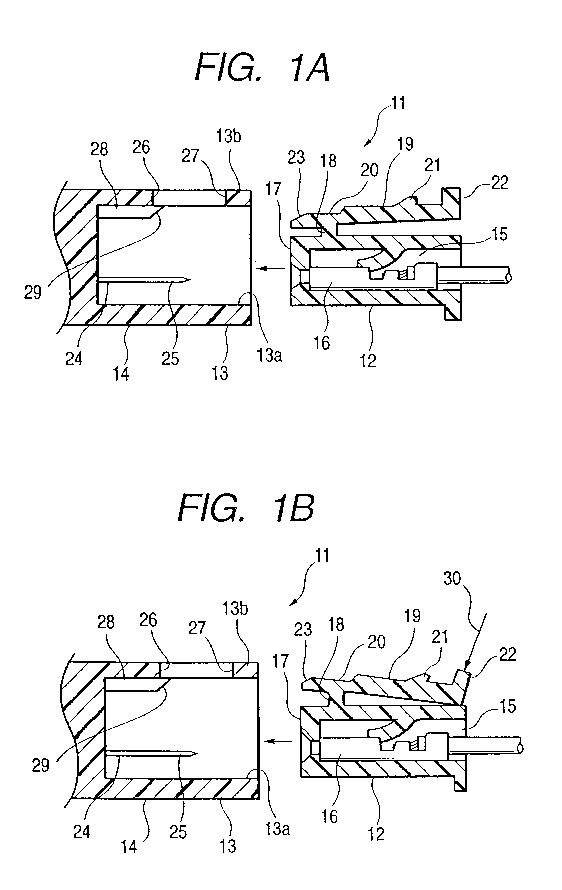 Lock structure for locking male and female connector housings together