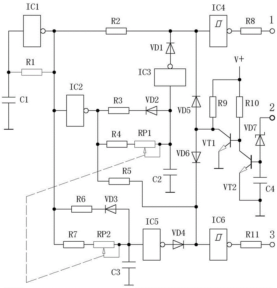 Control circuit provided with positive and negative wave independent dead zone control elements