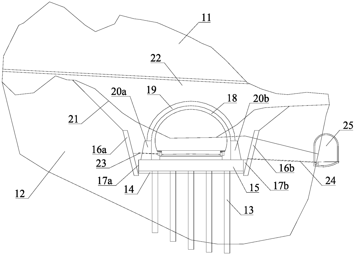 Open cut tunnel and tunnel bottom pile raft structure passing through half-filled karst cave