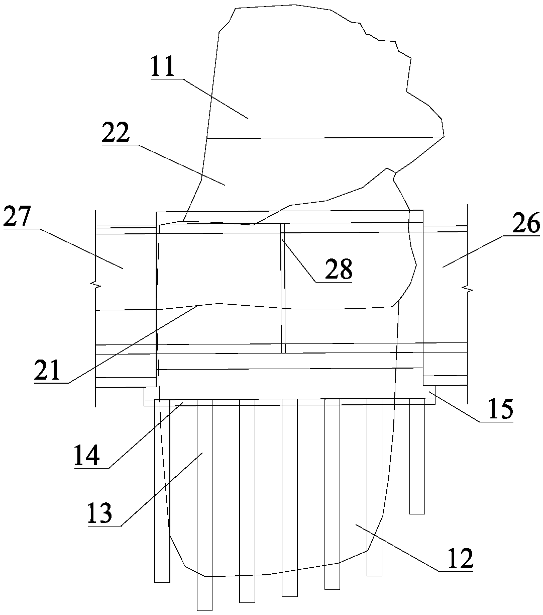 Open cut tunnel and tunnel bottom pile raft structure passing through half-filled karst cave