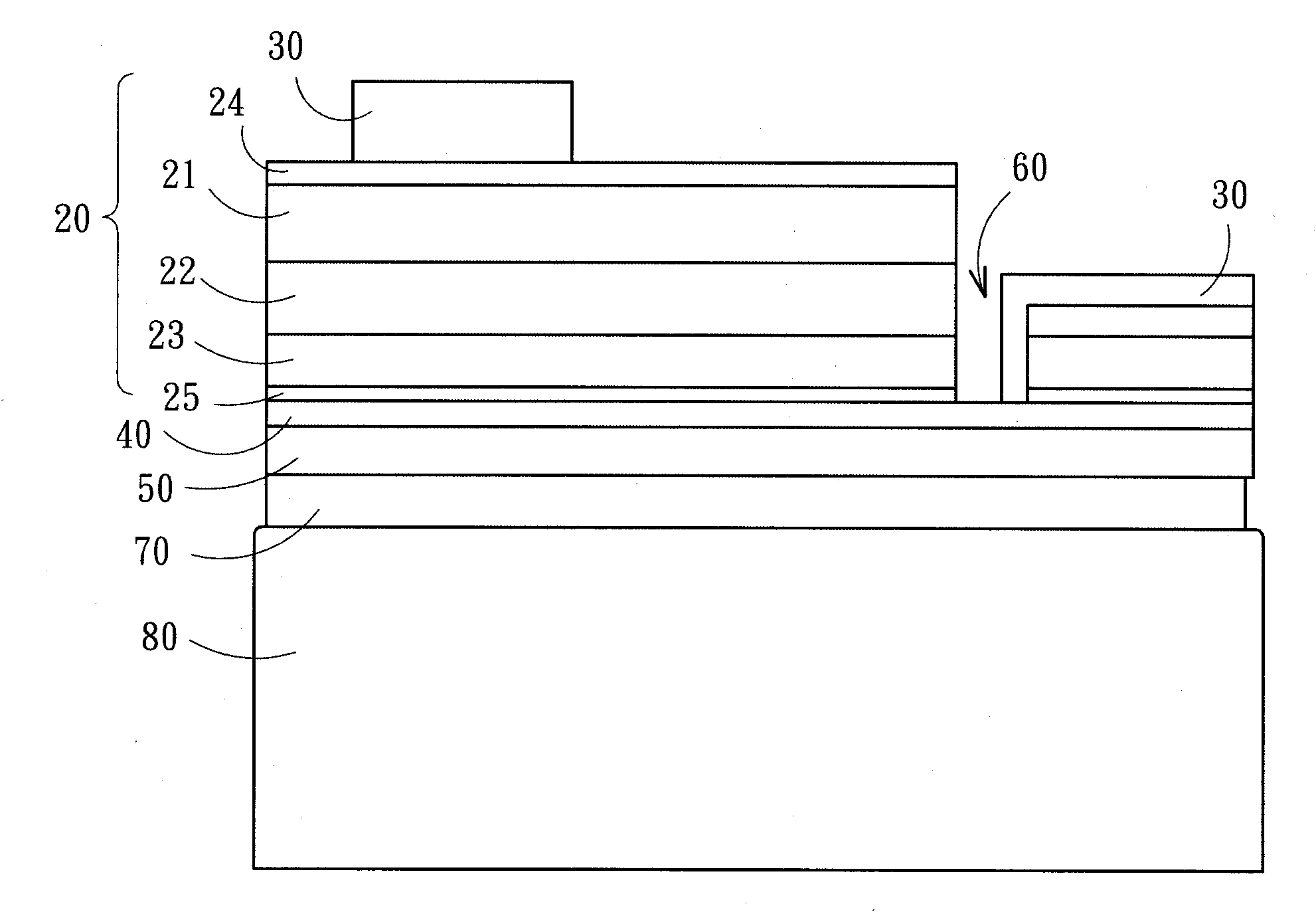 Horizontal light emitting diode and manufacturing method thereof