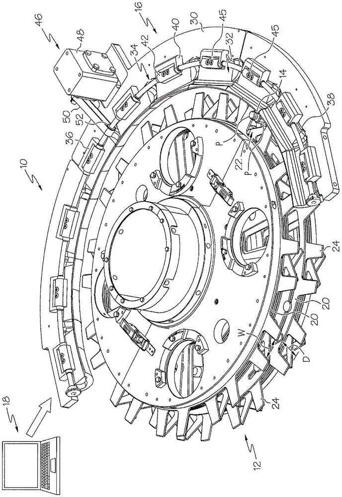 Conveyor system, adjustable rail assembly for the system, and method of adjusting the assembly