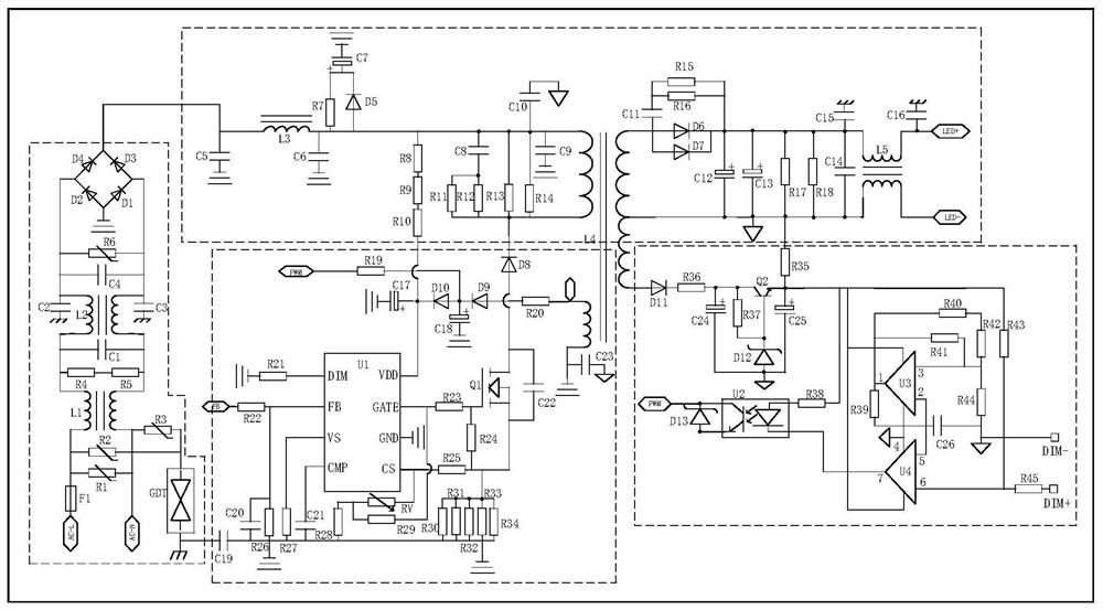 Temperature-controlled dimming circuit and lamps