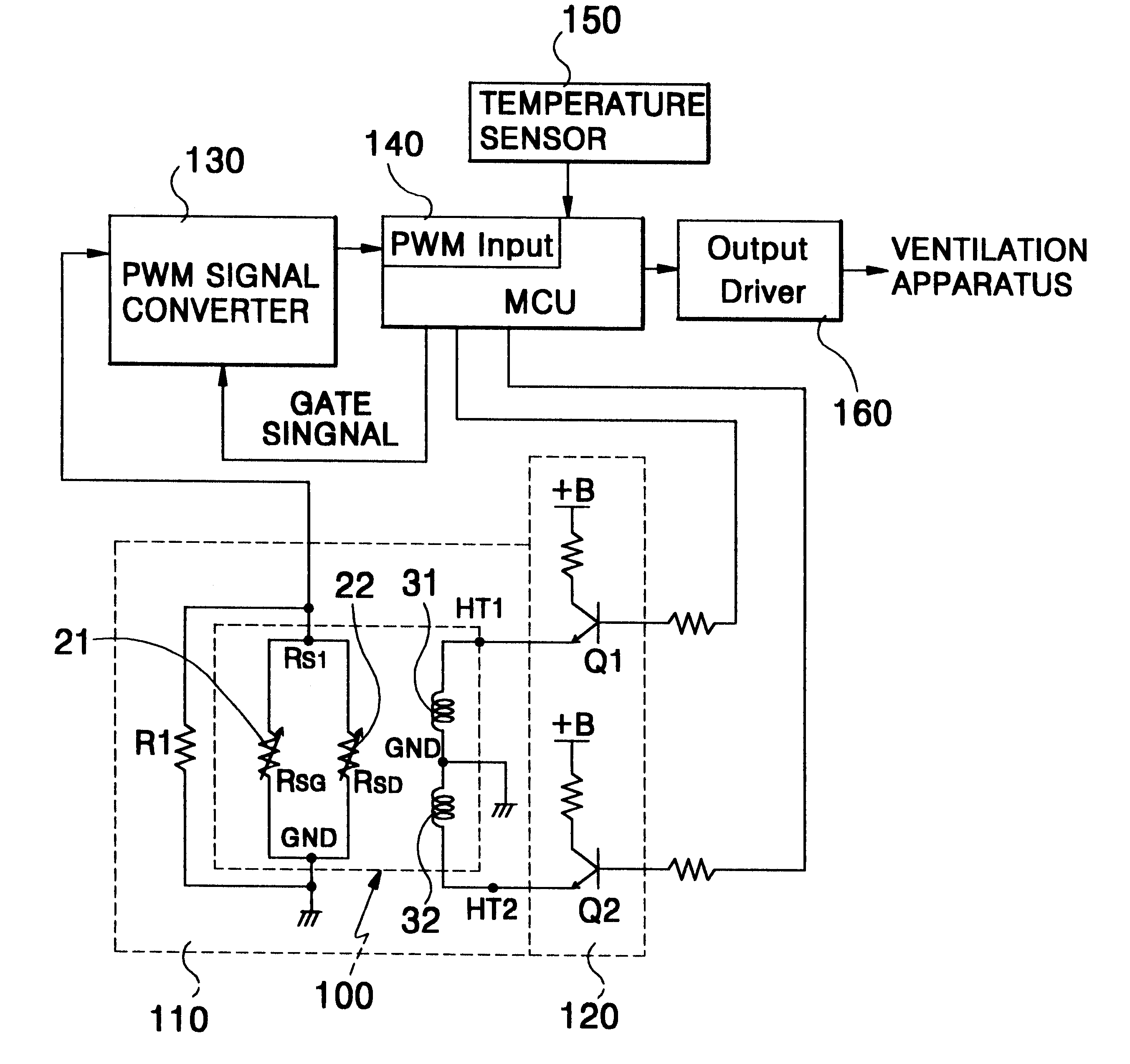 Gas detecting sensor and device for controlling ventilation systems