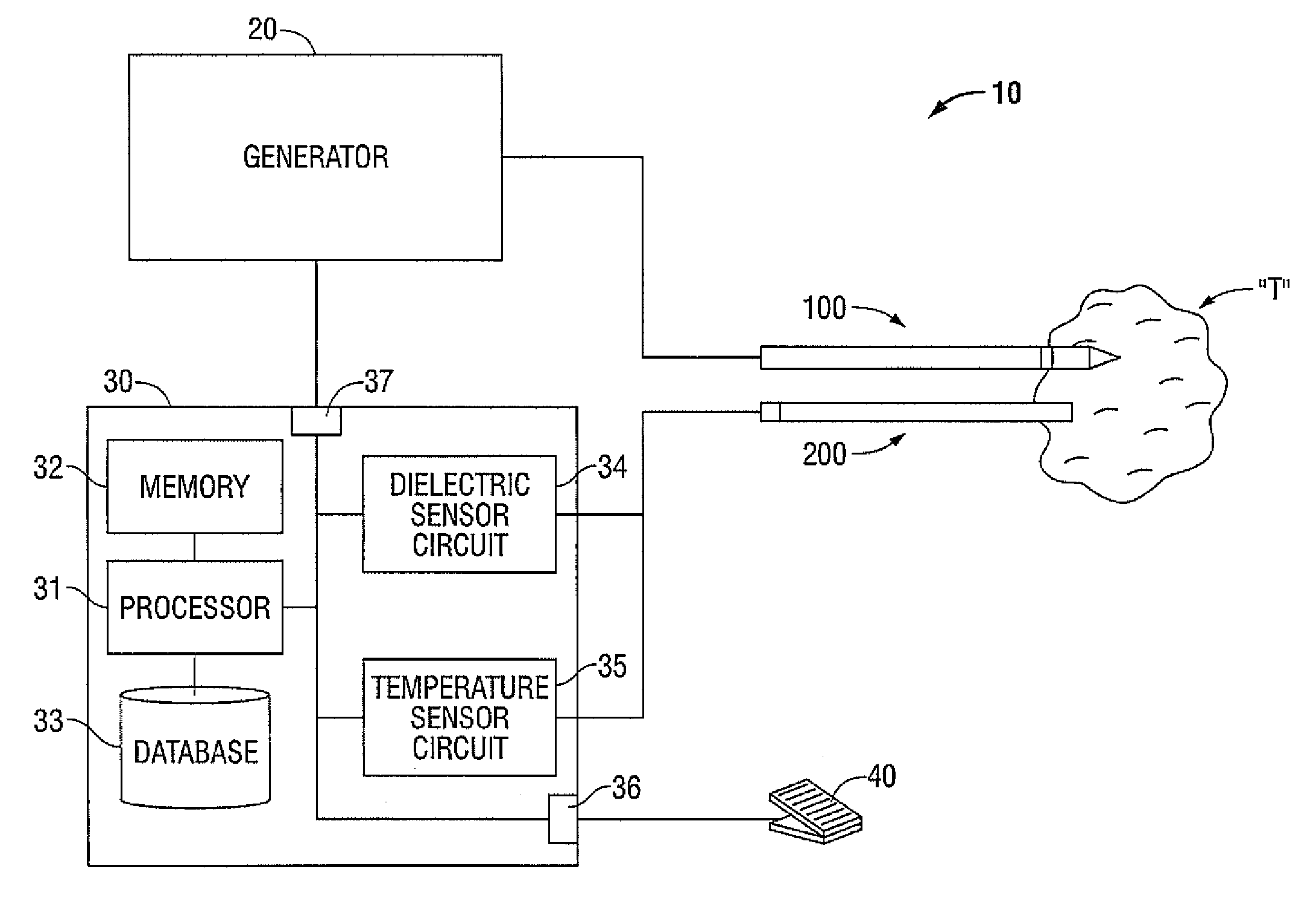 Microwave ablation system with dielectric temperature probe