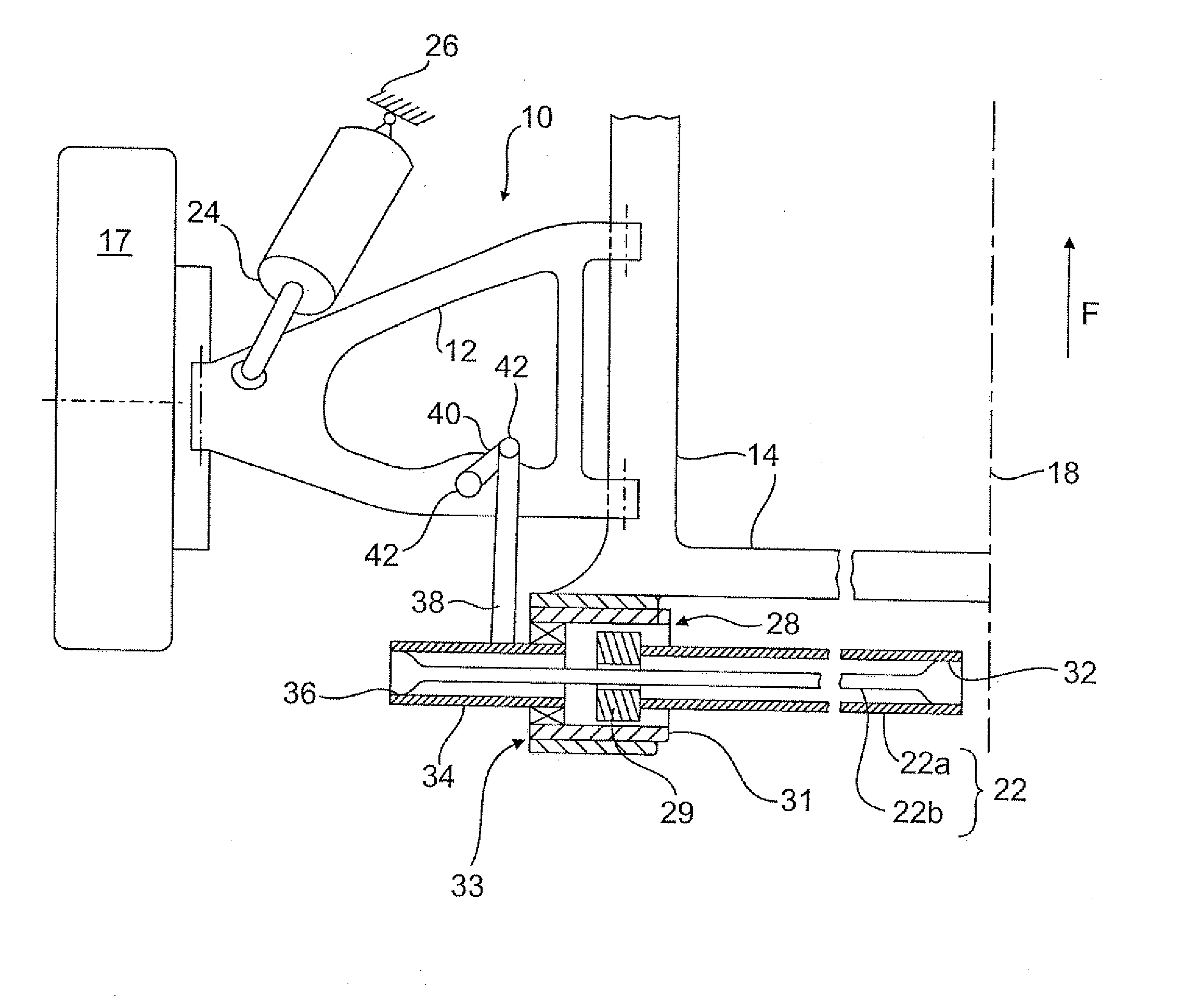 Torsion bar spring arrangement for a wheel suspension of a motor vehicle