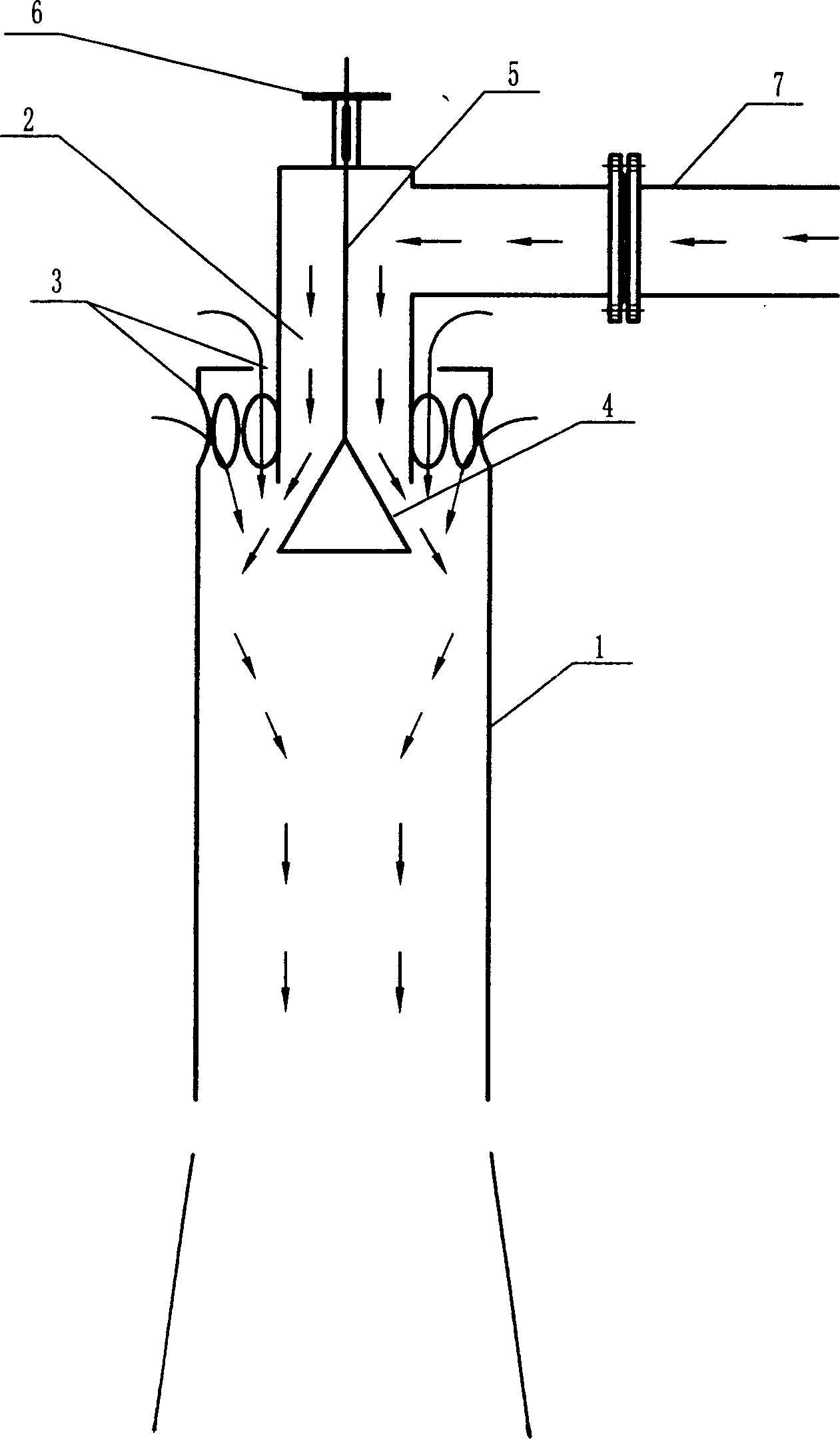 Internal combustion blast furnace special gas nozzle with cone fluidic device