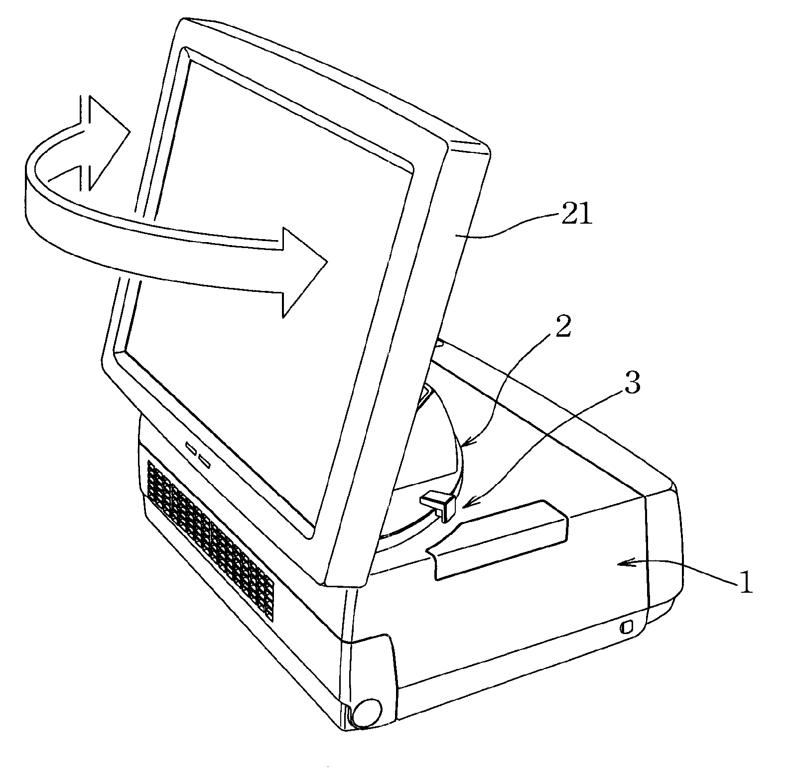 Mechanism for adjusting a rotary angle of an LCD