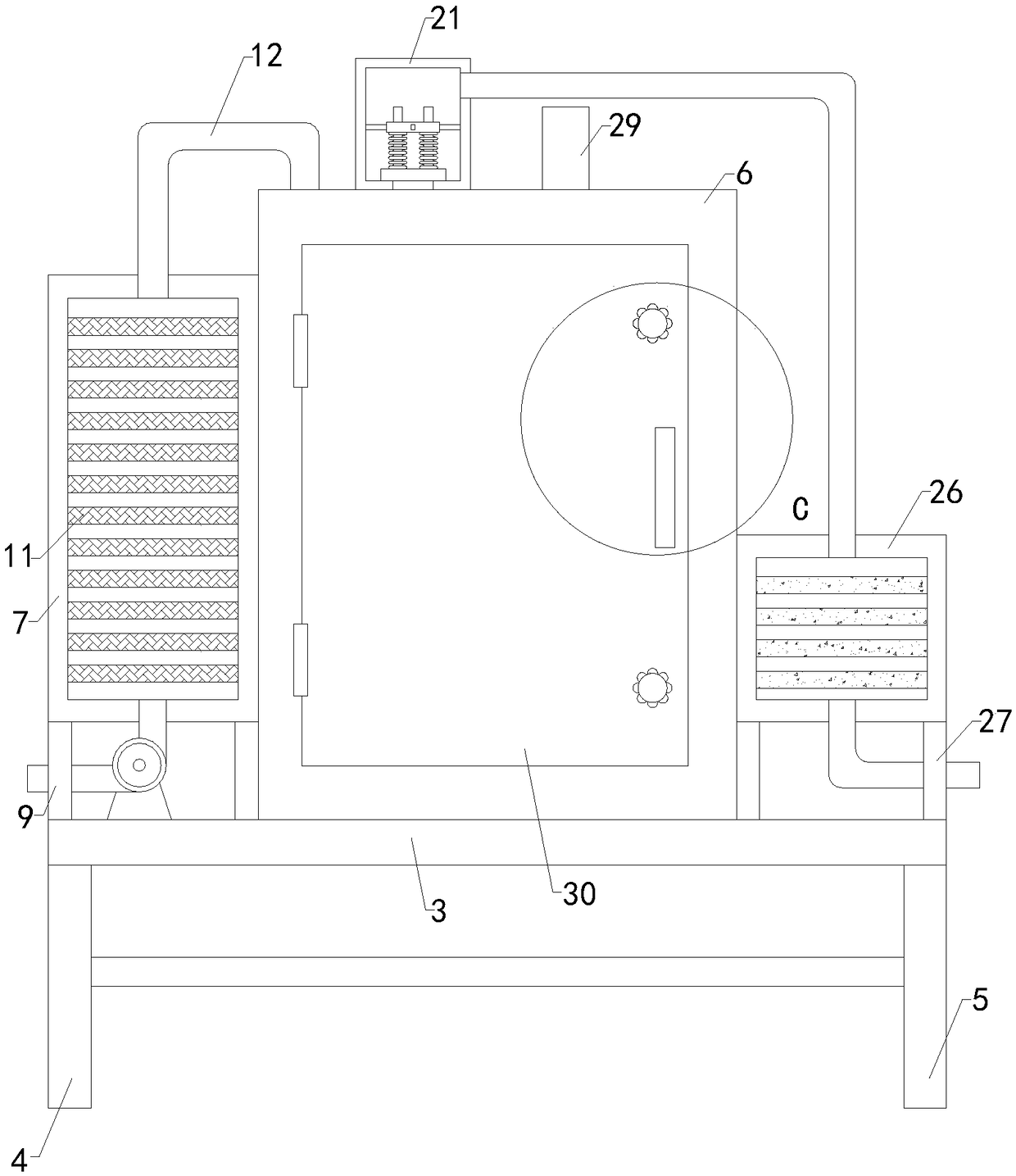 Spray coating drying device for automobile wheel hub cover production