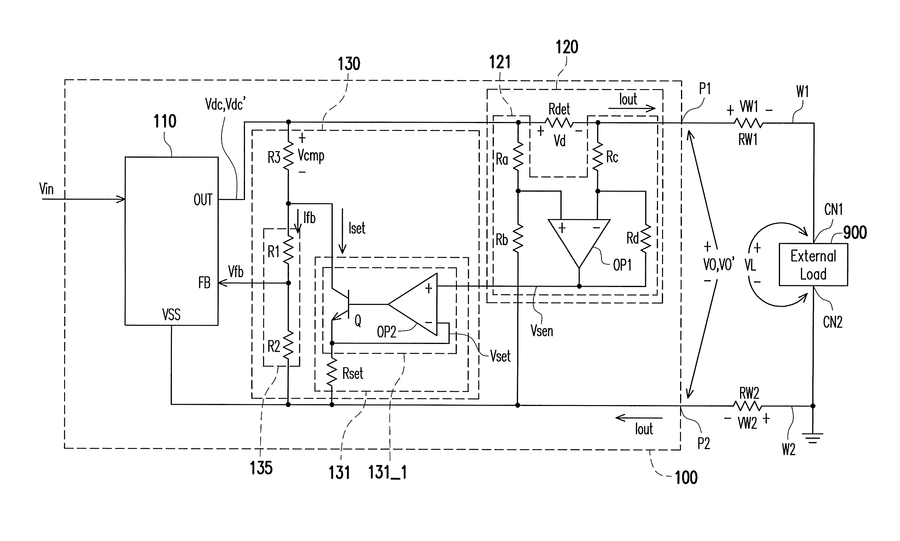 Power supply apparatus with cable voltage drop compensation