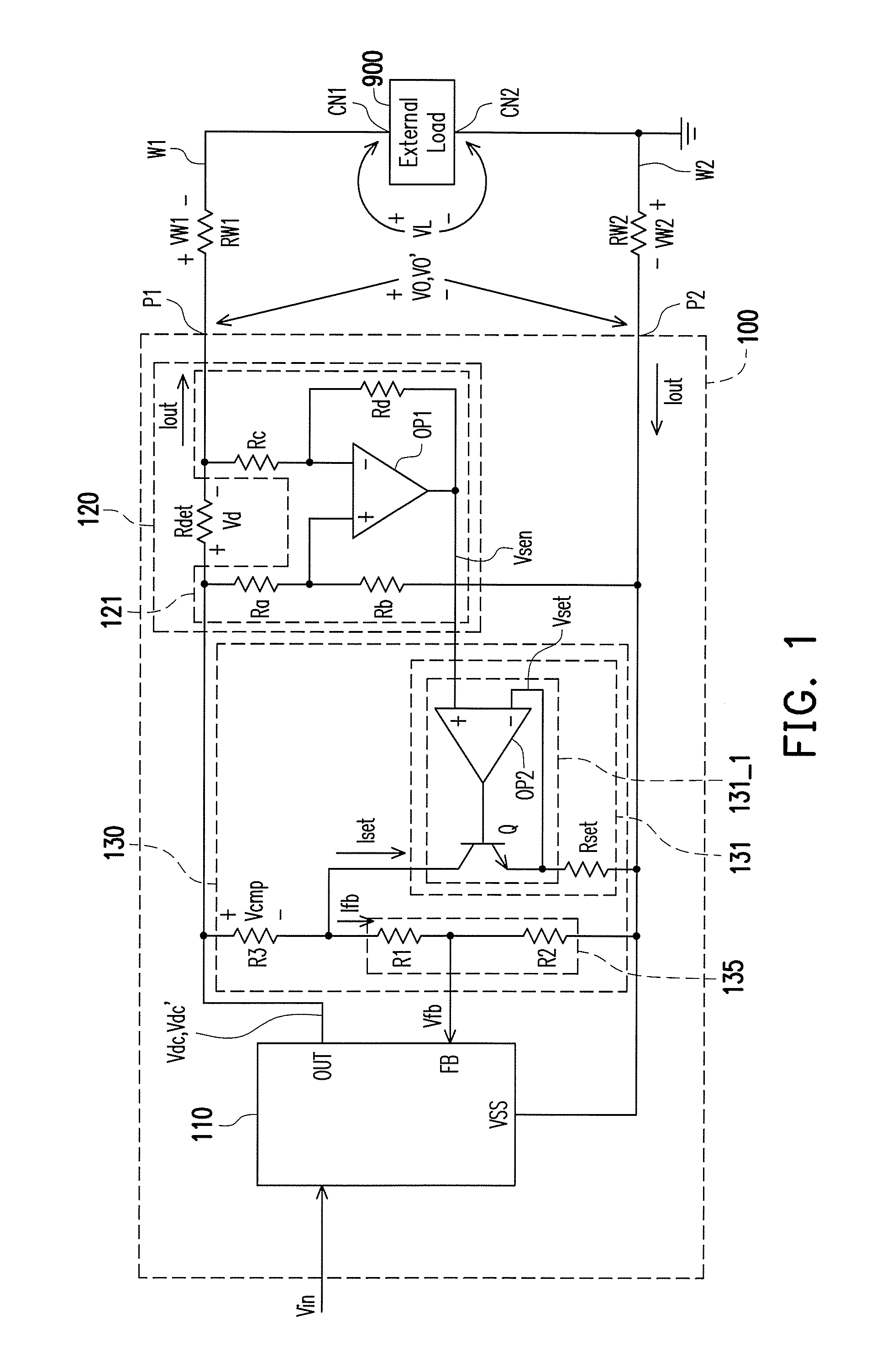 Power supply apparatus with cable voltage drop compensation