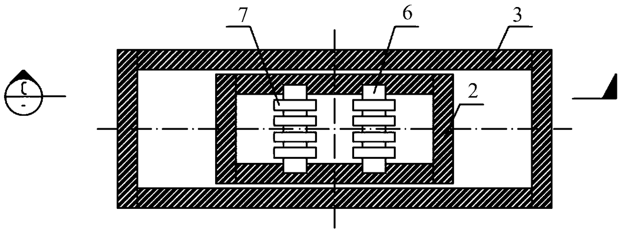 A sliding device between layers of a laminated shear box