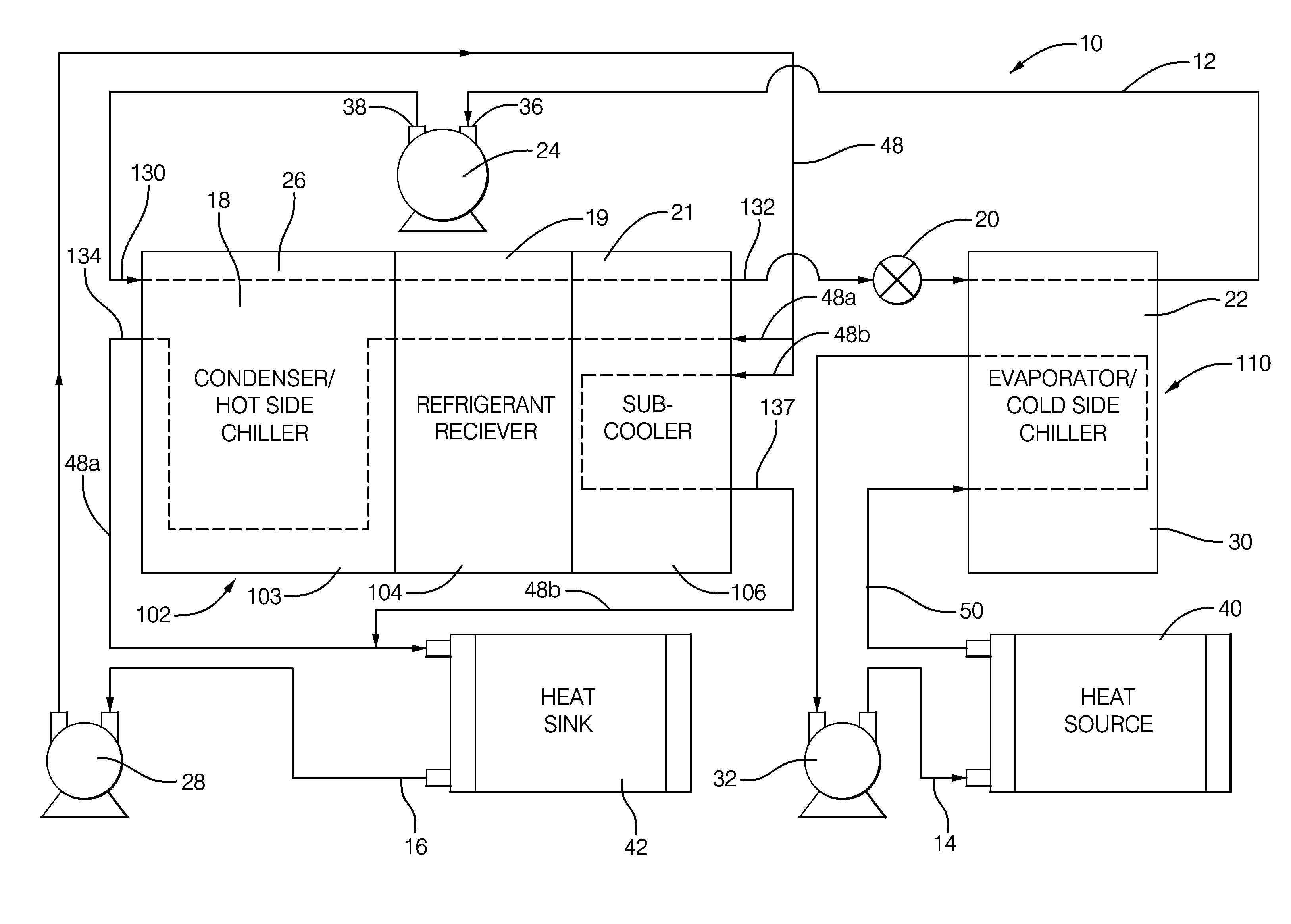Unitary heat pump air conditioner having a heat exchanger with an integral receiver and sub-cooler