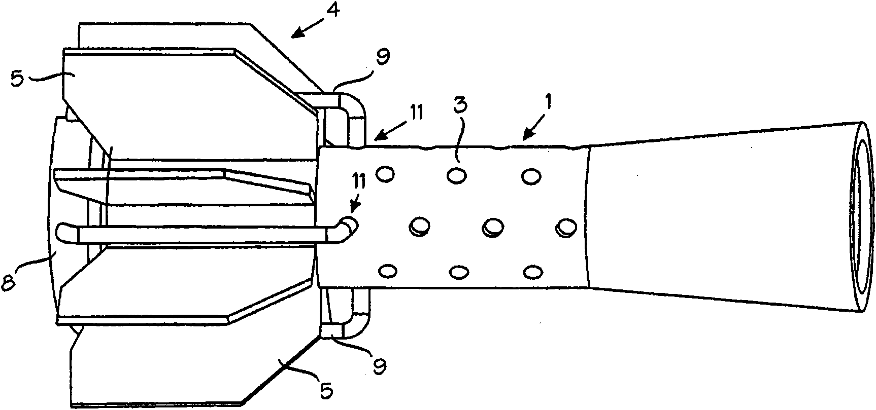 Arrangement for supporting shell into breech-loading weapon barrel