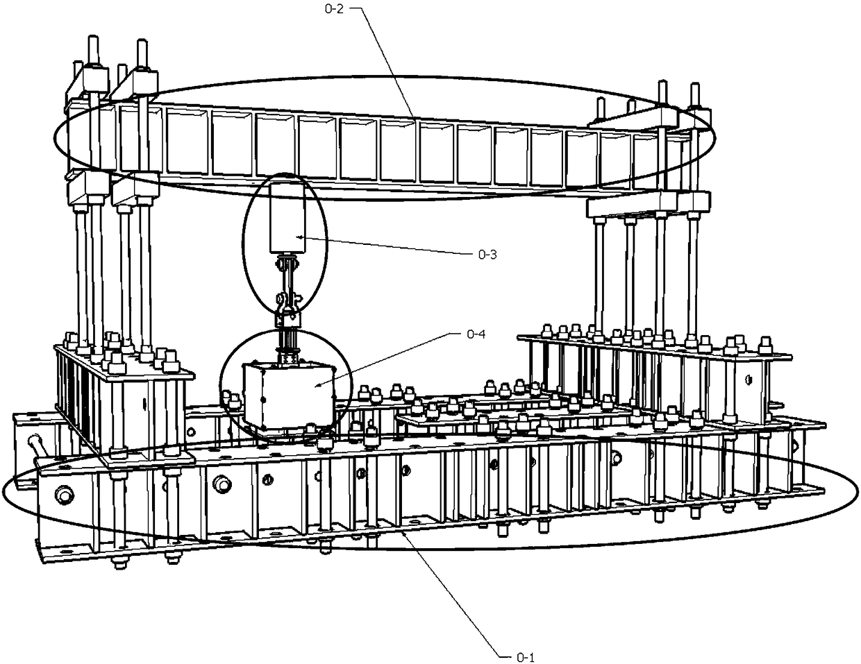 A steel frame continuous collapse dynamic test device