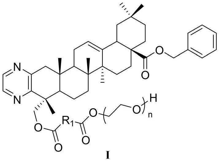 Hedera saponin polyethylene glycol derivative and preparation method thereof