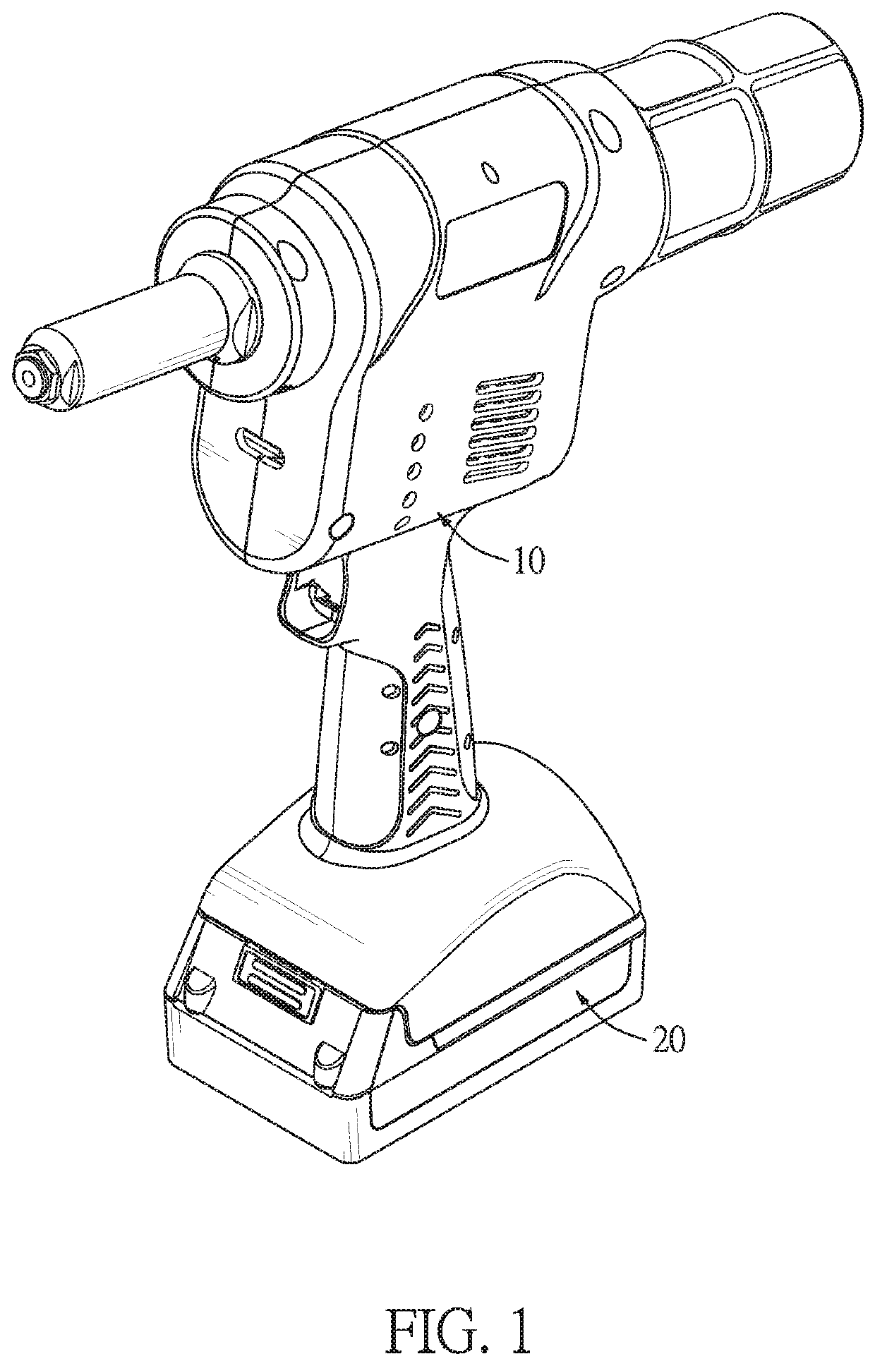 Assembling structure for a conductive plate of a handheld power tool