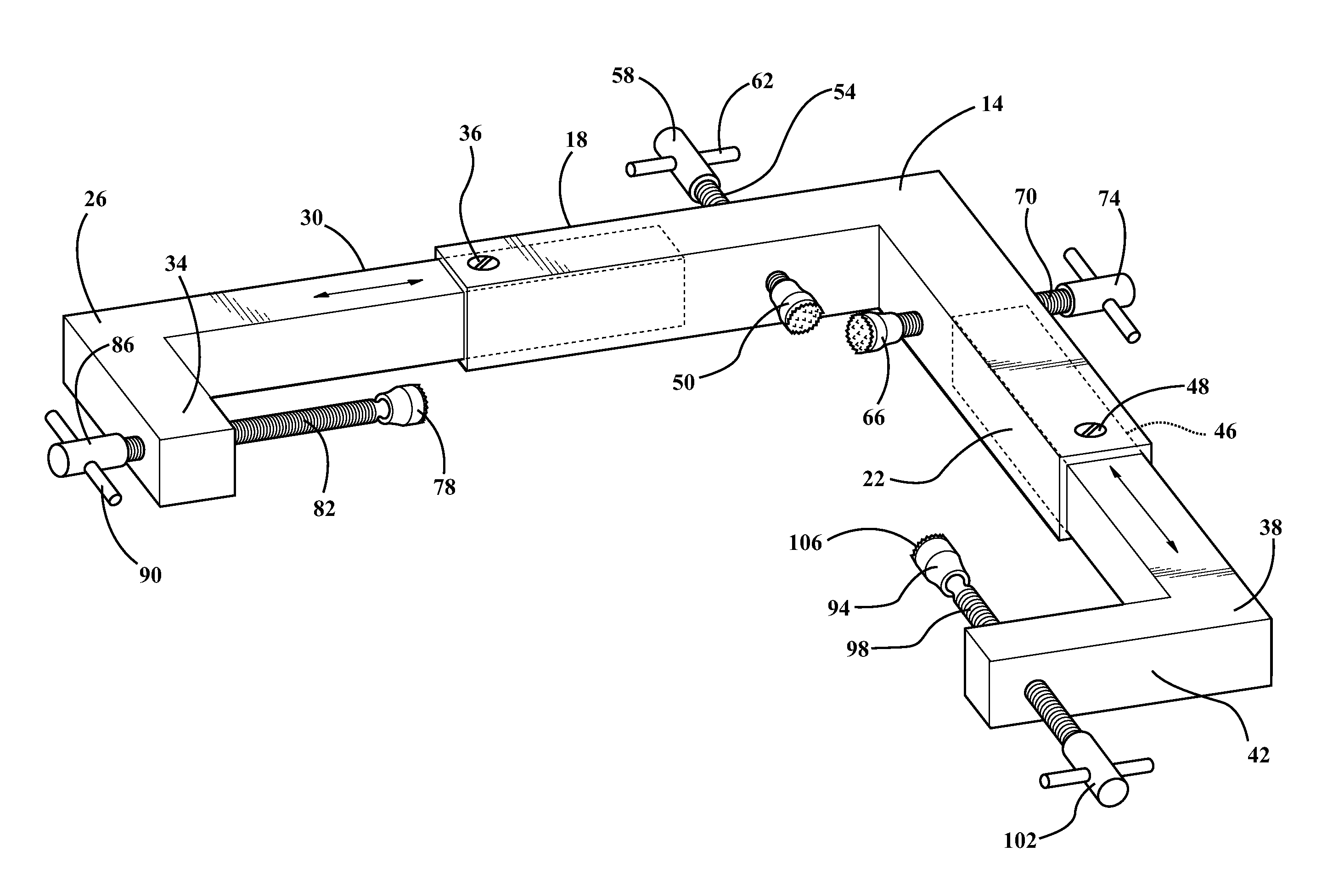Adjustable corner clamping apparatus
