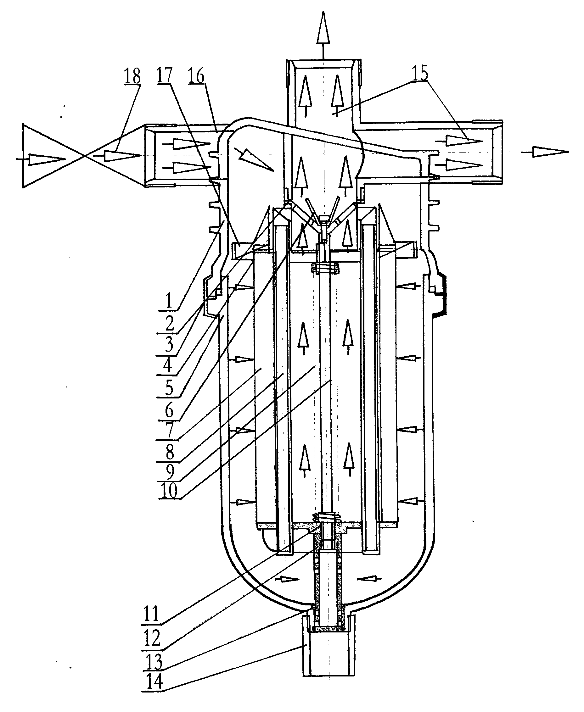 Hydraulically-driven self-cleaning laminated filtering device of micro-irrigation system